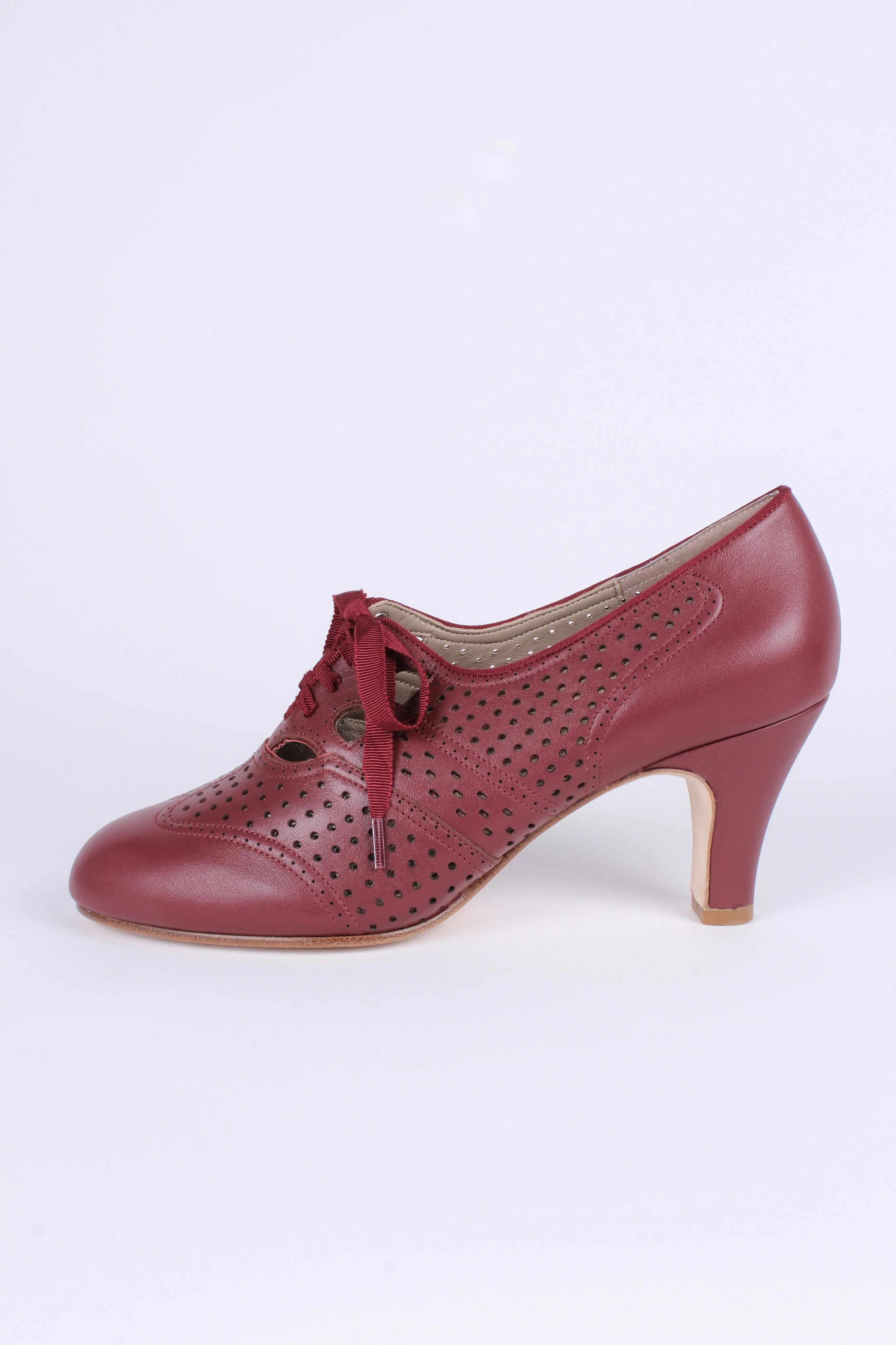 1930s everyday oxford high heel shoes - Brown Red - Marie