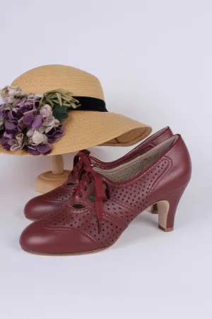 1930s everyday oxford high heel shoes - Brown Red - Marie