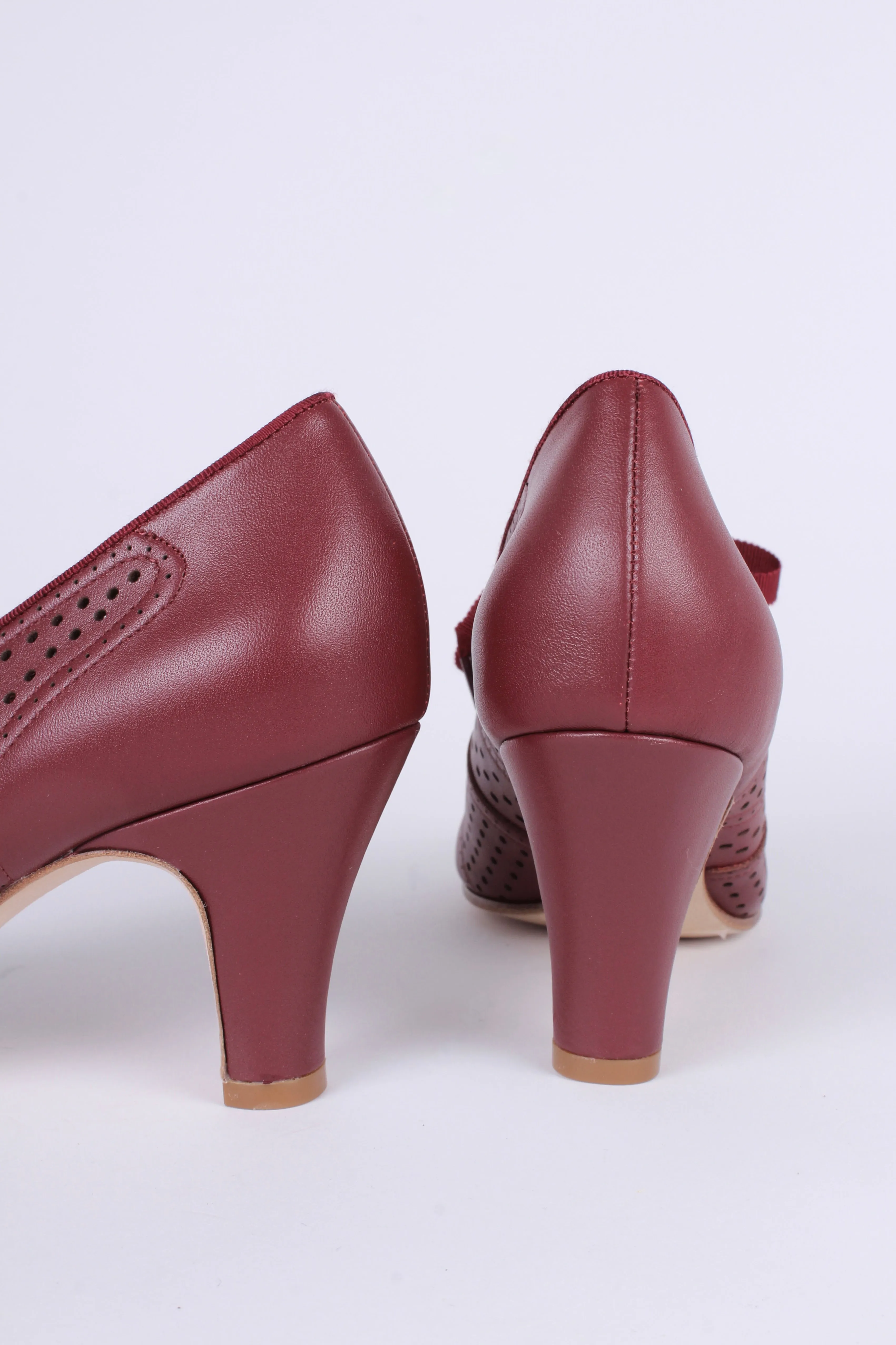 1930s everyday oxford high heel shoes - Brown Red - Marie