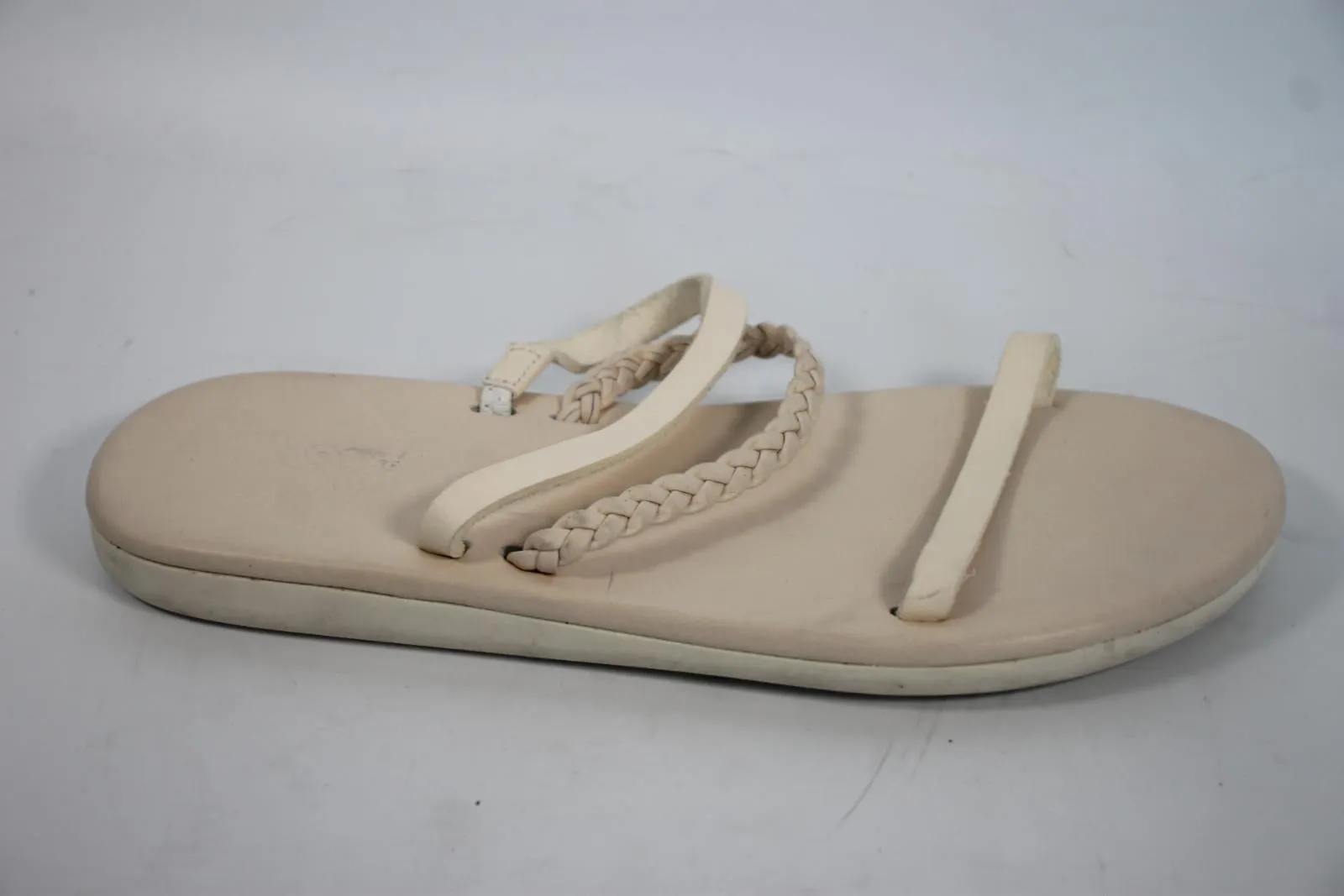 ANCIENT GREEK SANDALS Ladies Cream Leather 3-Strap Comfort Sole Sandals EU37 UK4