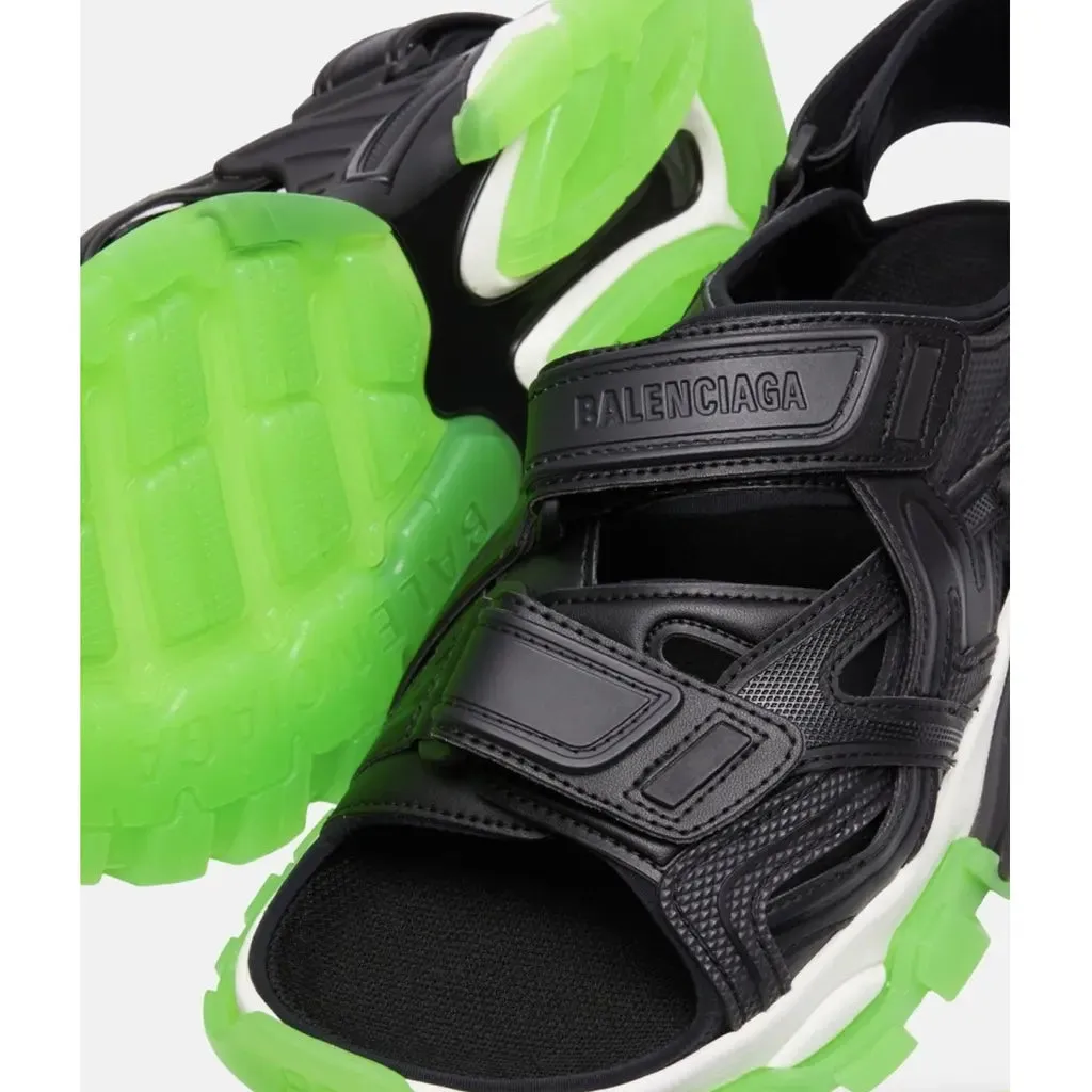 Balenciaga Track Sandal 'black, White And Green Sole'