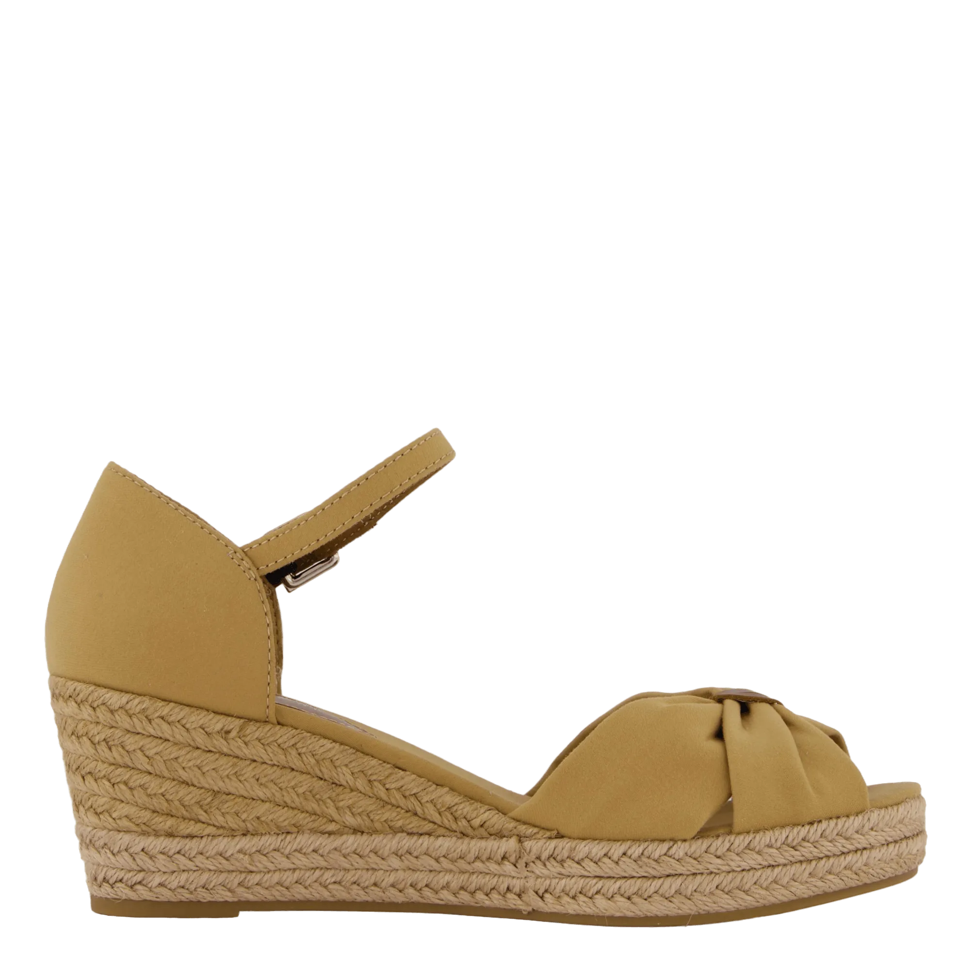 Basic Open Toe Mid Wedge Khaki