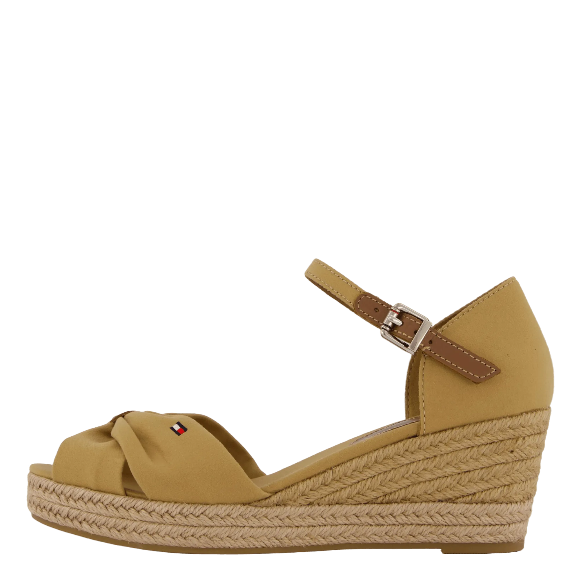 Basic Open Toe Mid Wedge Khaki