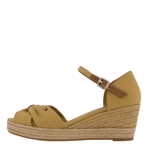 Basic Open Toe Mid Wedge Khaki