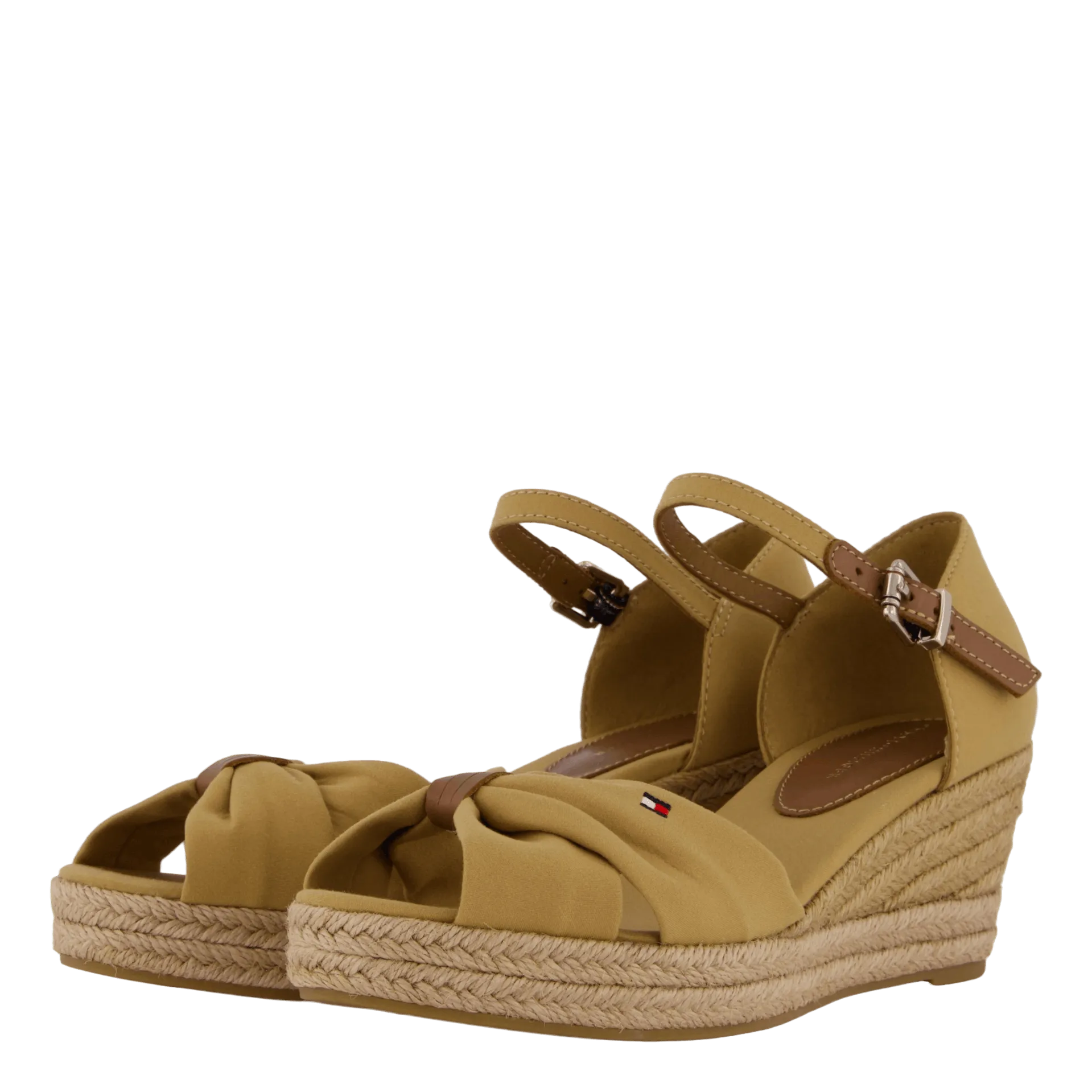 Basic Open Toe Mid Wedge Khaki