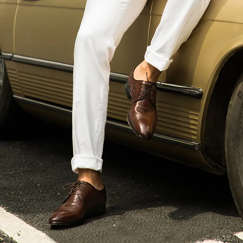 BeauToday Men's Classic Full Grain Calfskin Leather Point Toe Formal Oxfords Shoes