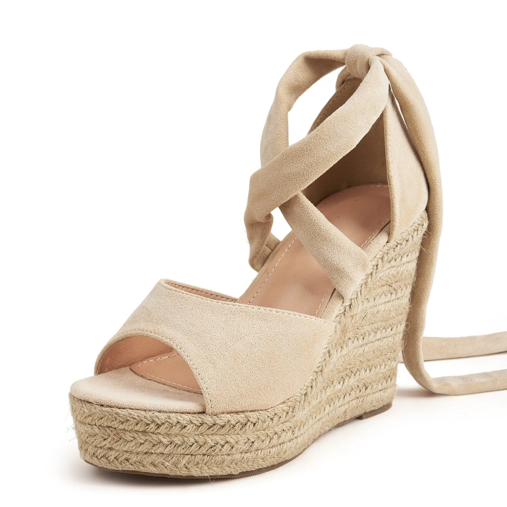 BerriesJam - Ankle Strap Pumps Platform Comfortable Flax Hemp Espadrilles