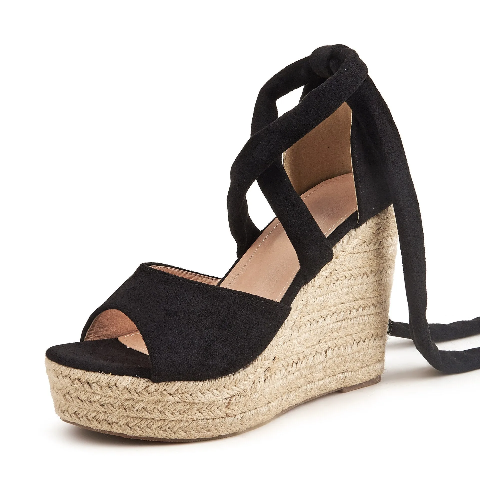 BerriesJam - Ankle Strap Pumps Platform Comfortable Flax Hemp Espadrilles