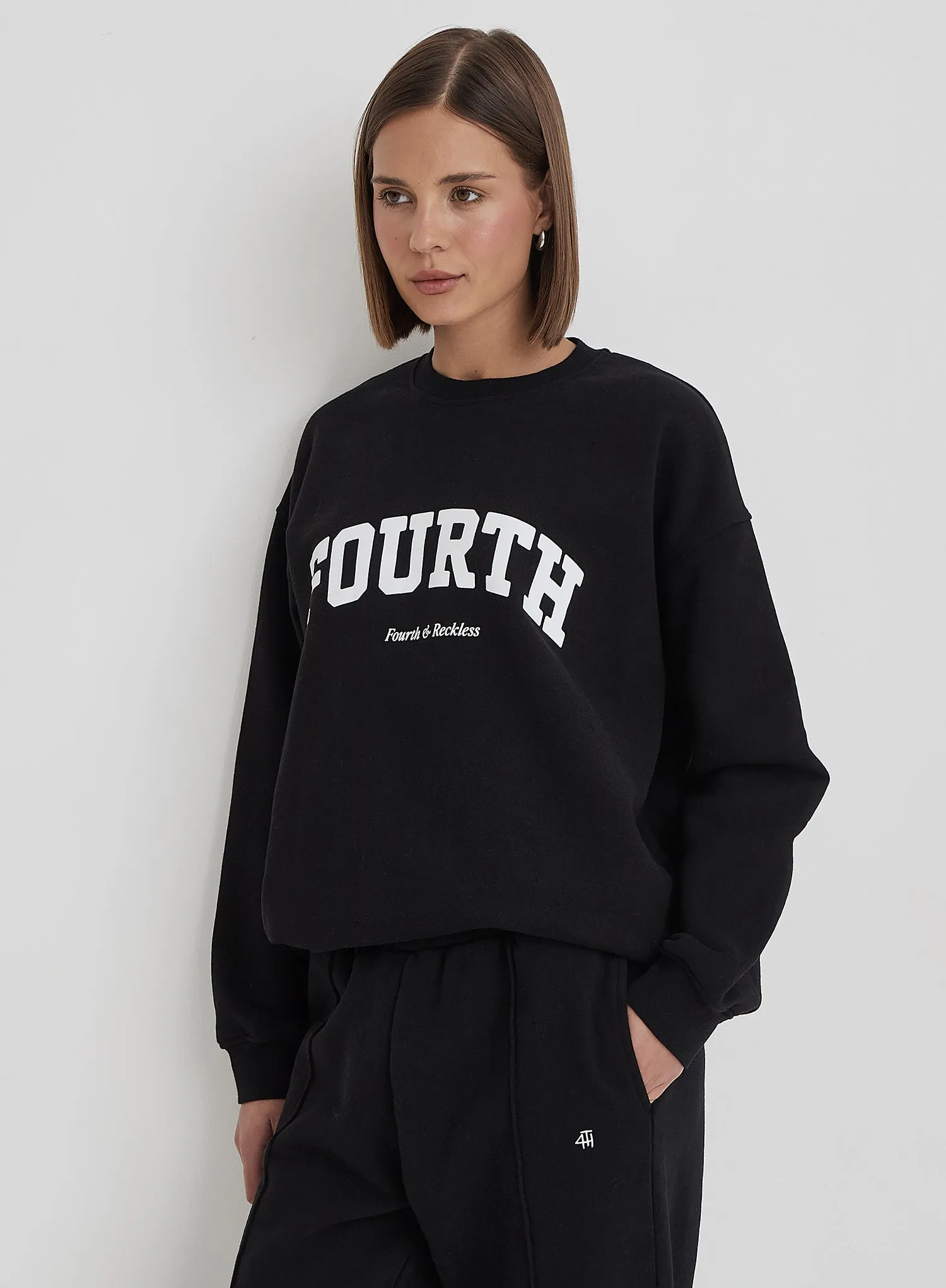 Black Fourth Slogan Classic Longline Sweatshirt- Jen