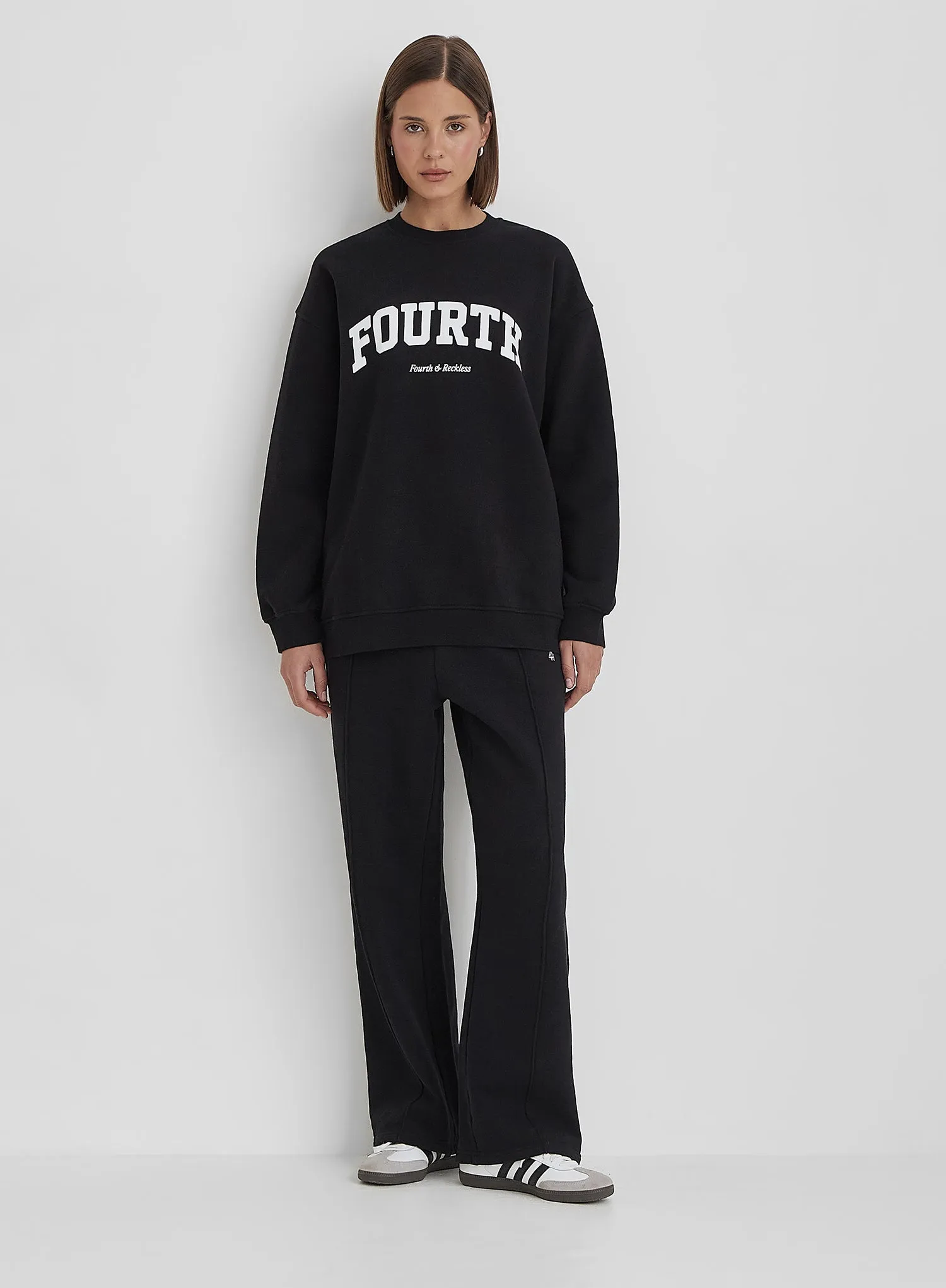 Black Fourth Slogan Classic Longline Sweatshirt- Jen