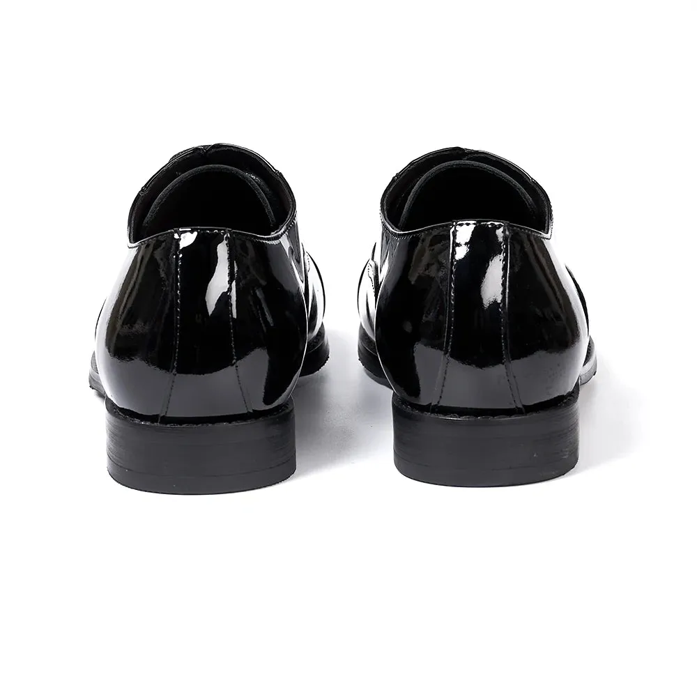 Black Shiny Solid Oxfords Shoes