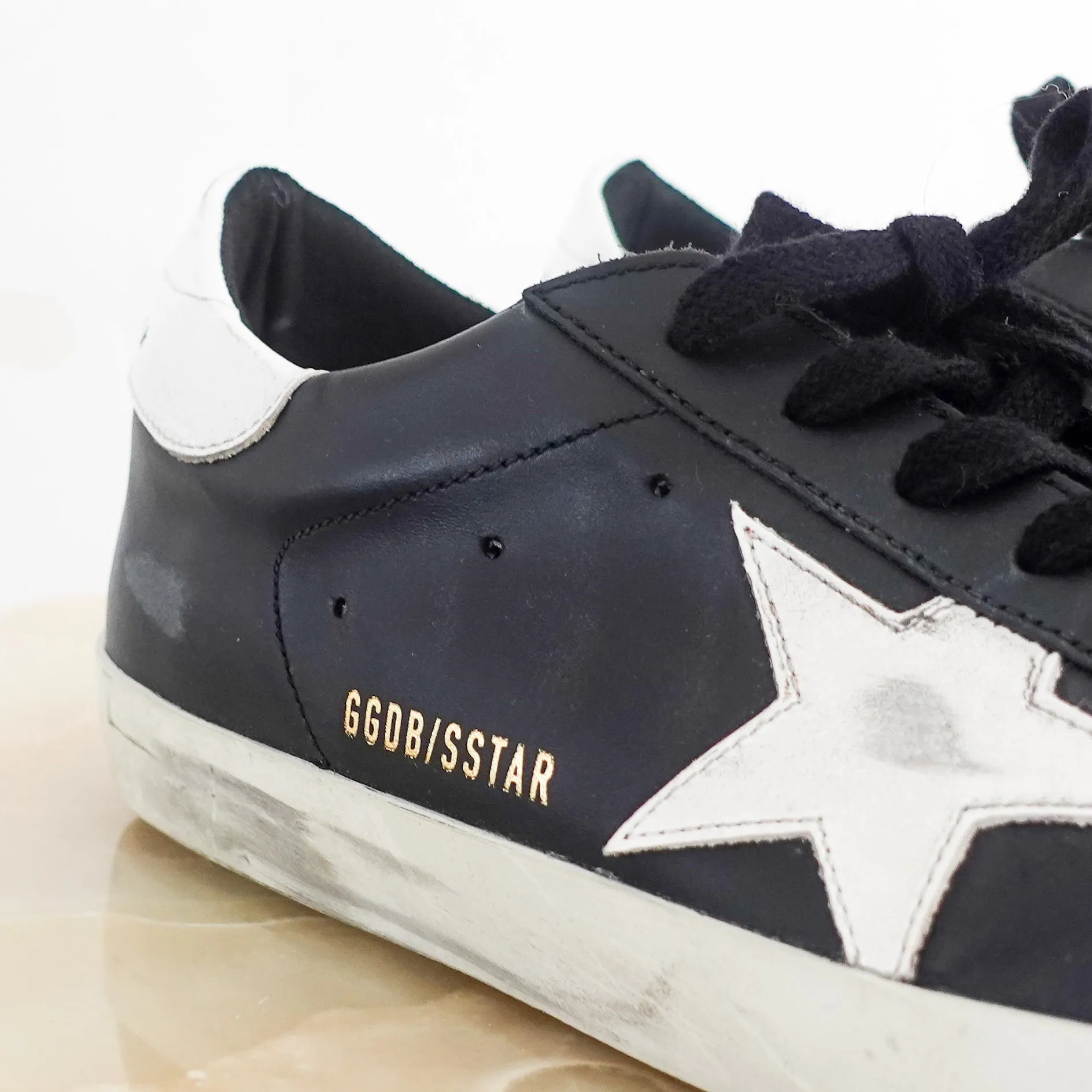 Black Super Star Distressed Trainers RRP £451