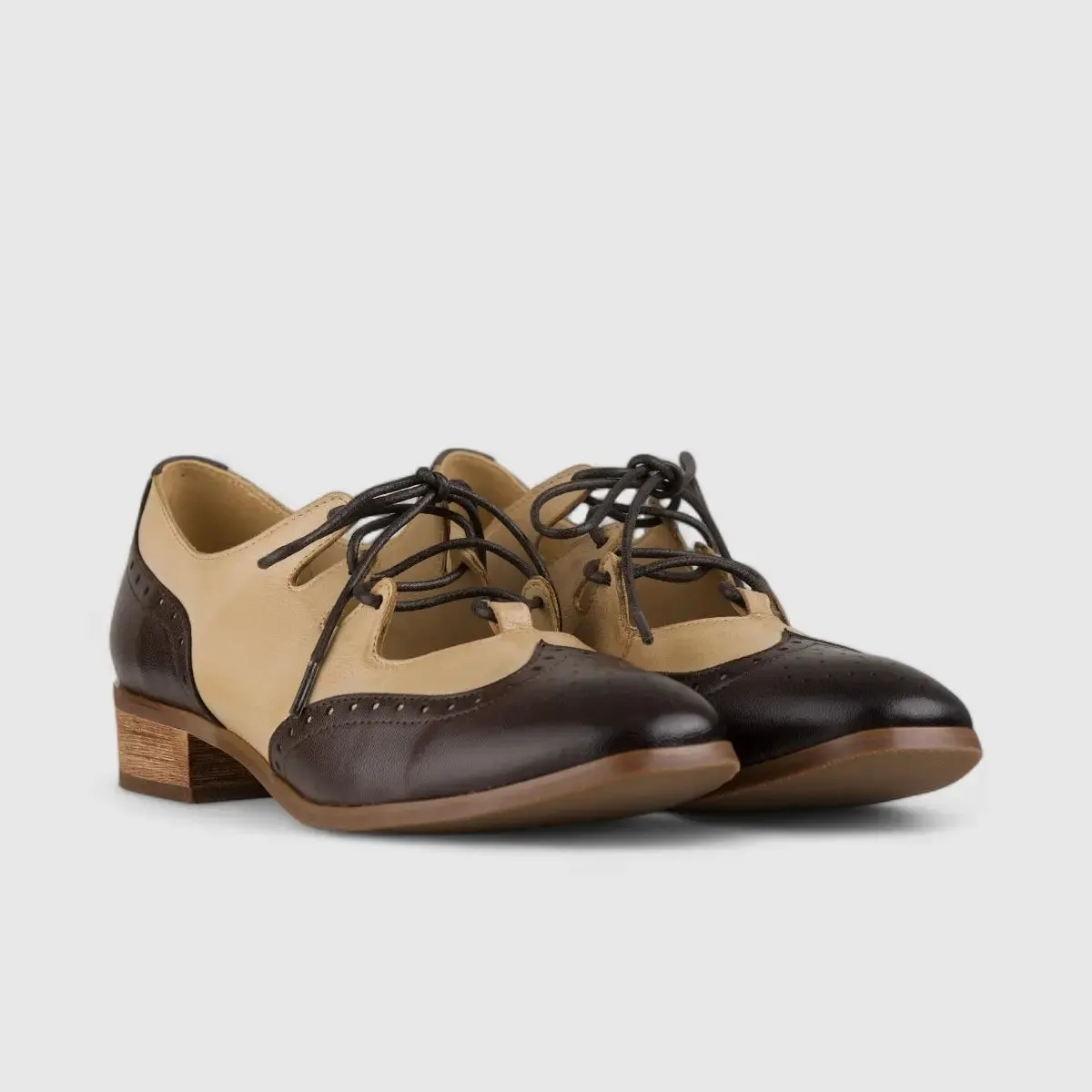 Bulbul Leather Oxford Brogue Brown/Beige F82048-29