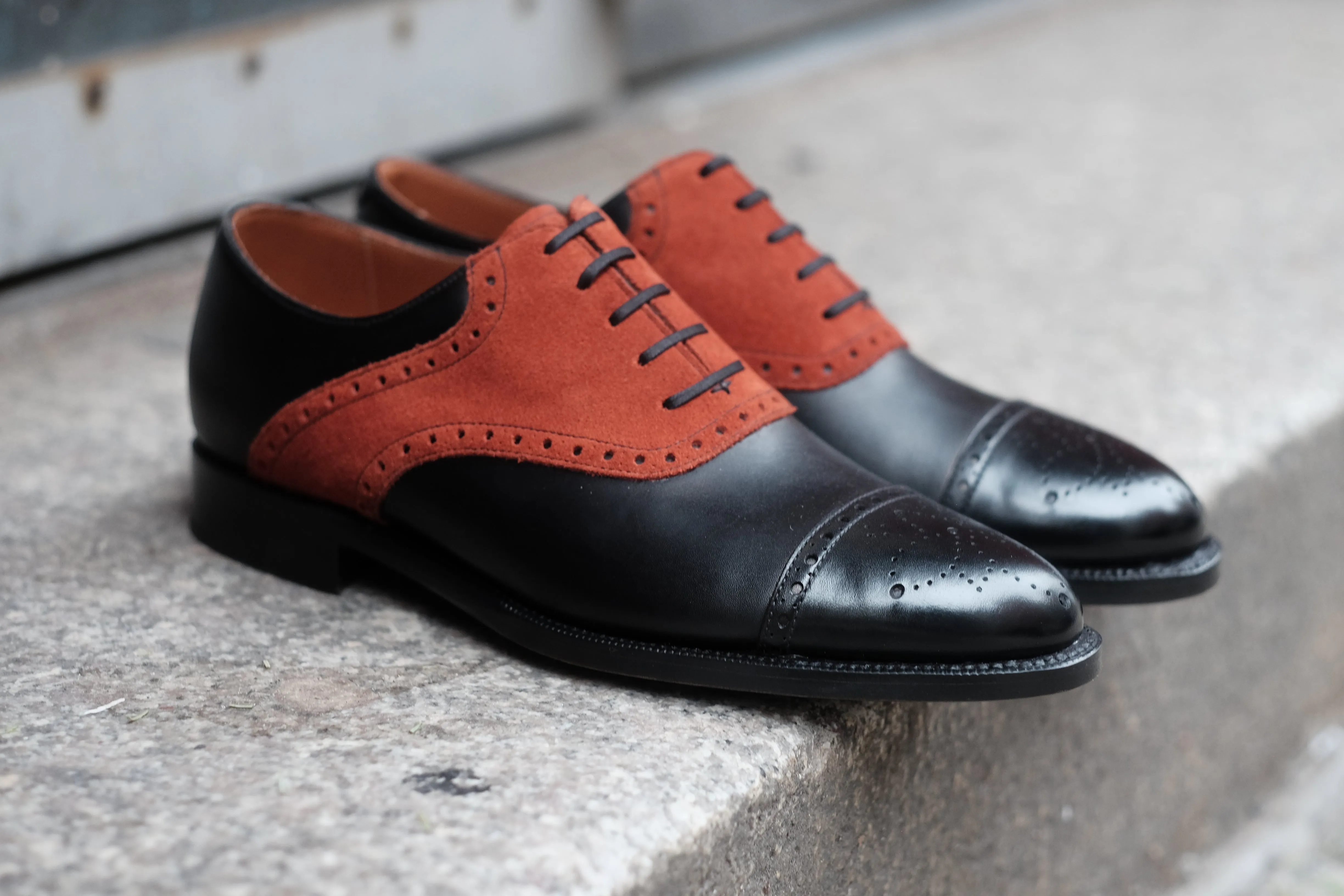 Burien - MTO - Black Calf / Rust Suede - TMG Last - Single Leather Sole