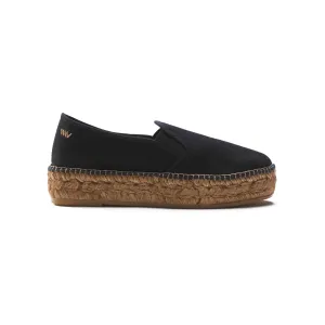 Canvas Platform Espadrilles in Black