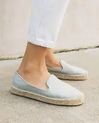 Canvas Platform Smoking Slipper- Grey