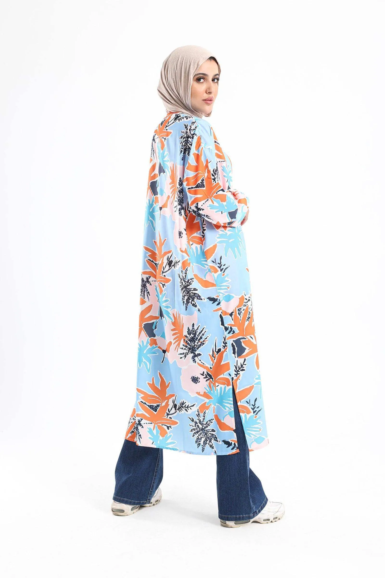 Colored Kimono with Elastic Cuffs