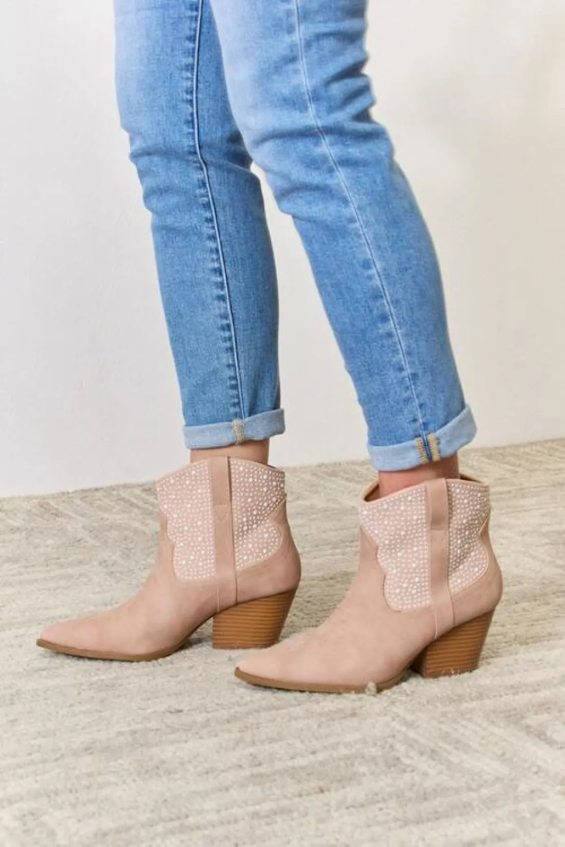 Cowgirl at Heart Rhinestone Booties in Beige