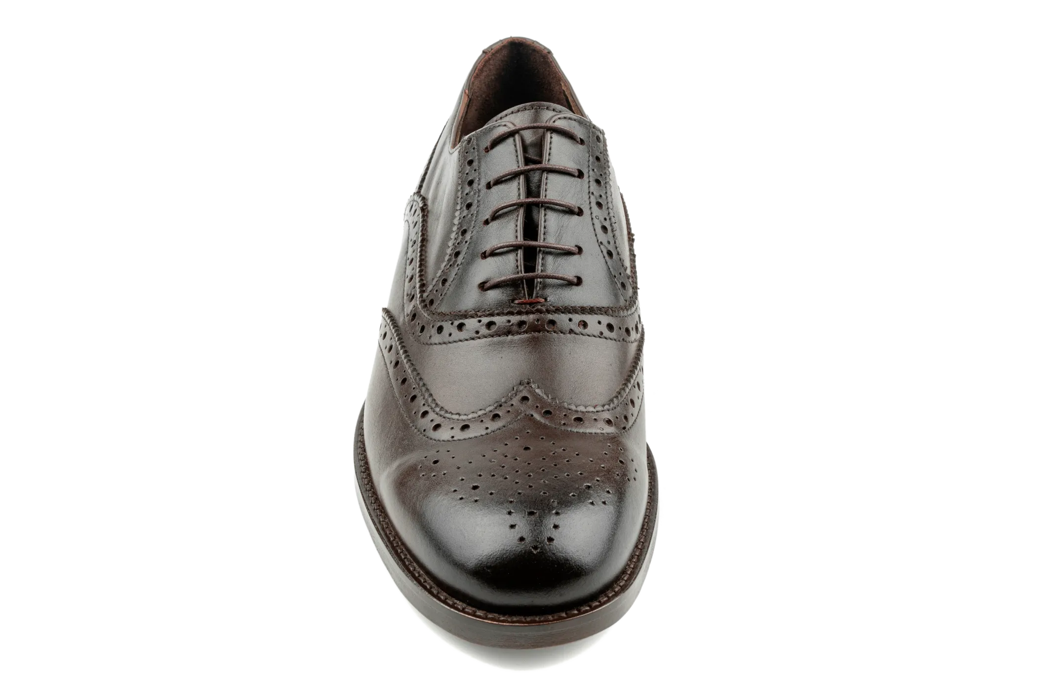 Debbano Gui Oxford Shoes, Top Grain Brown Leather Oxfords for Men, Luxury, Men's Oxford Dress Shoes, Wingtip Shoes with Full Brogue Details, Brown Oxford Shoes