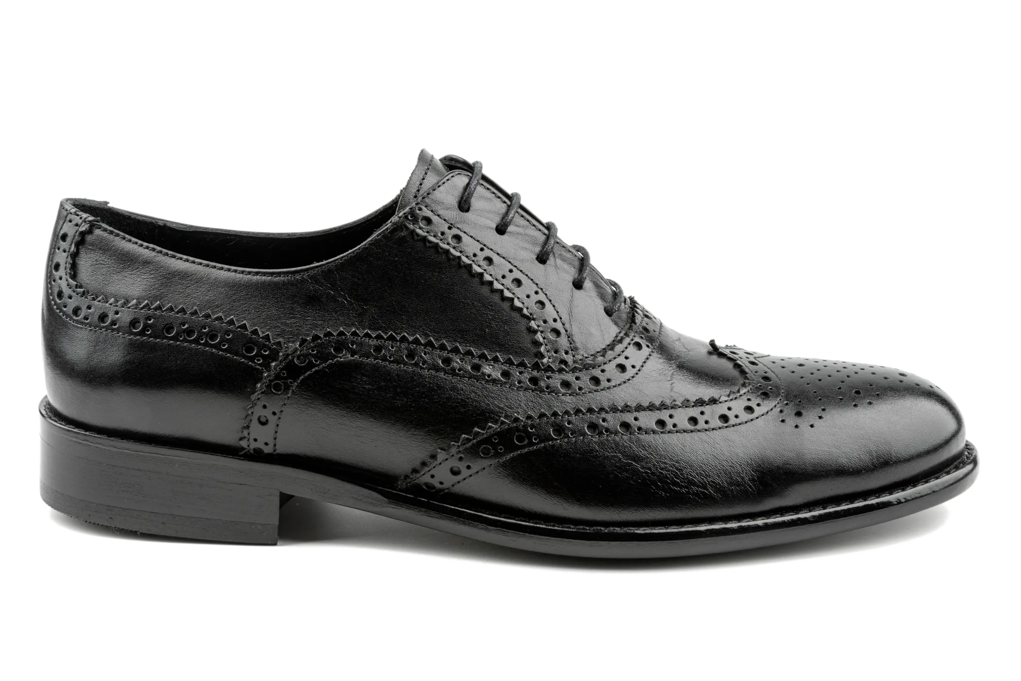 Debbano Gui Oxford Shoes, Top Grain Leather Oxfords for Men, Luxury, Men's Oxford Dress Shoes, Wingtip Shoes with Full Brogue Details, Black Oxford Shoes