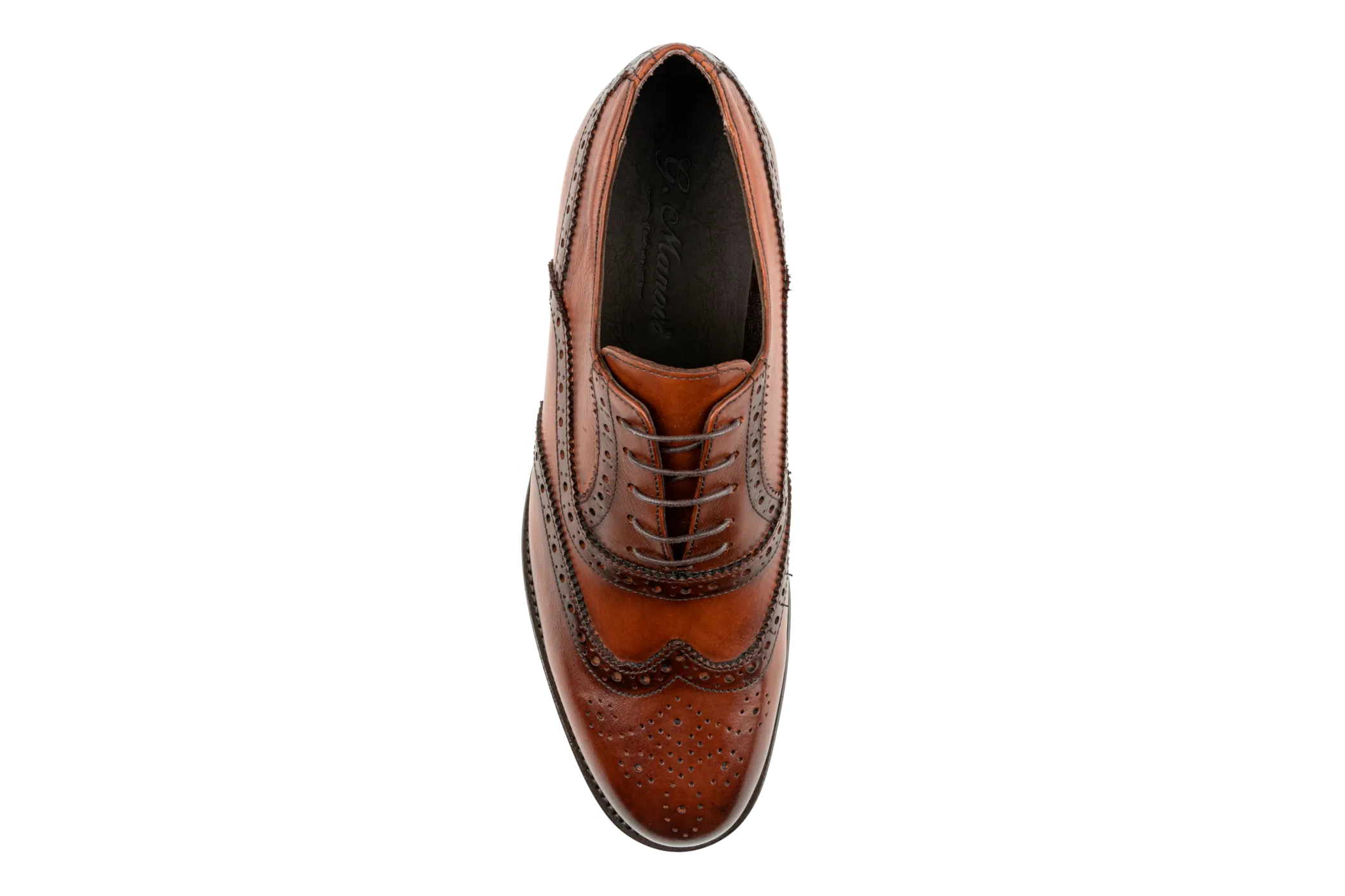 Debbano Gui Oxford Shoes, Top Grain Tan Leather Oxfords for Men, Luxury, Men's Oxford Dress Shoes, Wingtip Shoes with Full Brogue Details , Tan Oxford Shoes