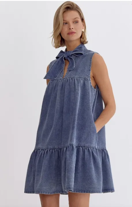 Denim Bow Dress