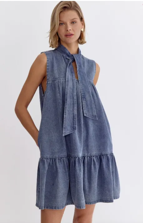 Denim Bow Dress