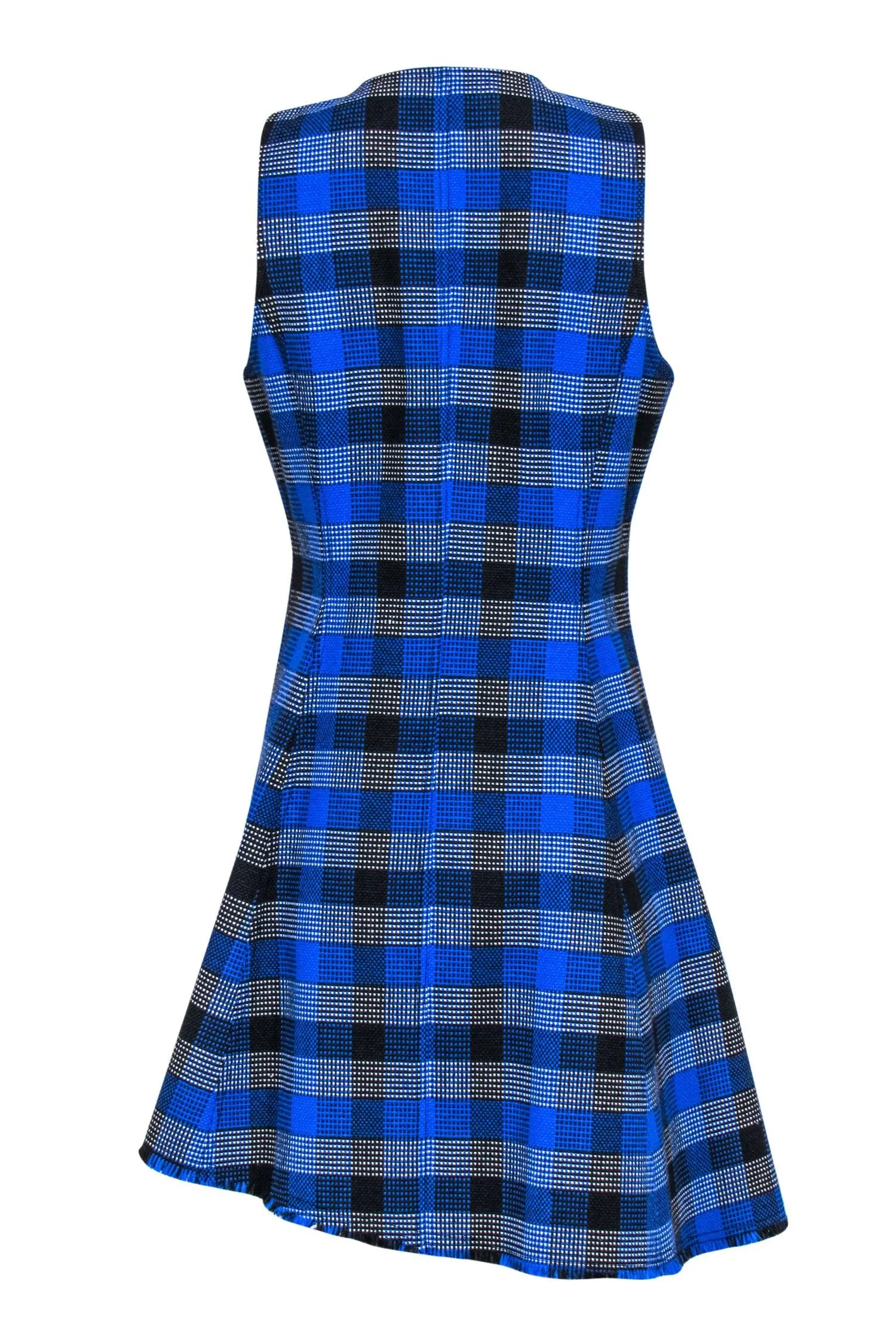 Derek Lam 10 Crosby - Blue Plaid Woven Button-Front A-Line Dress Sz 10