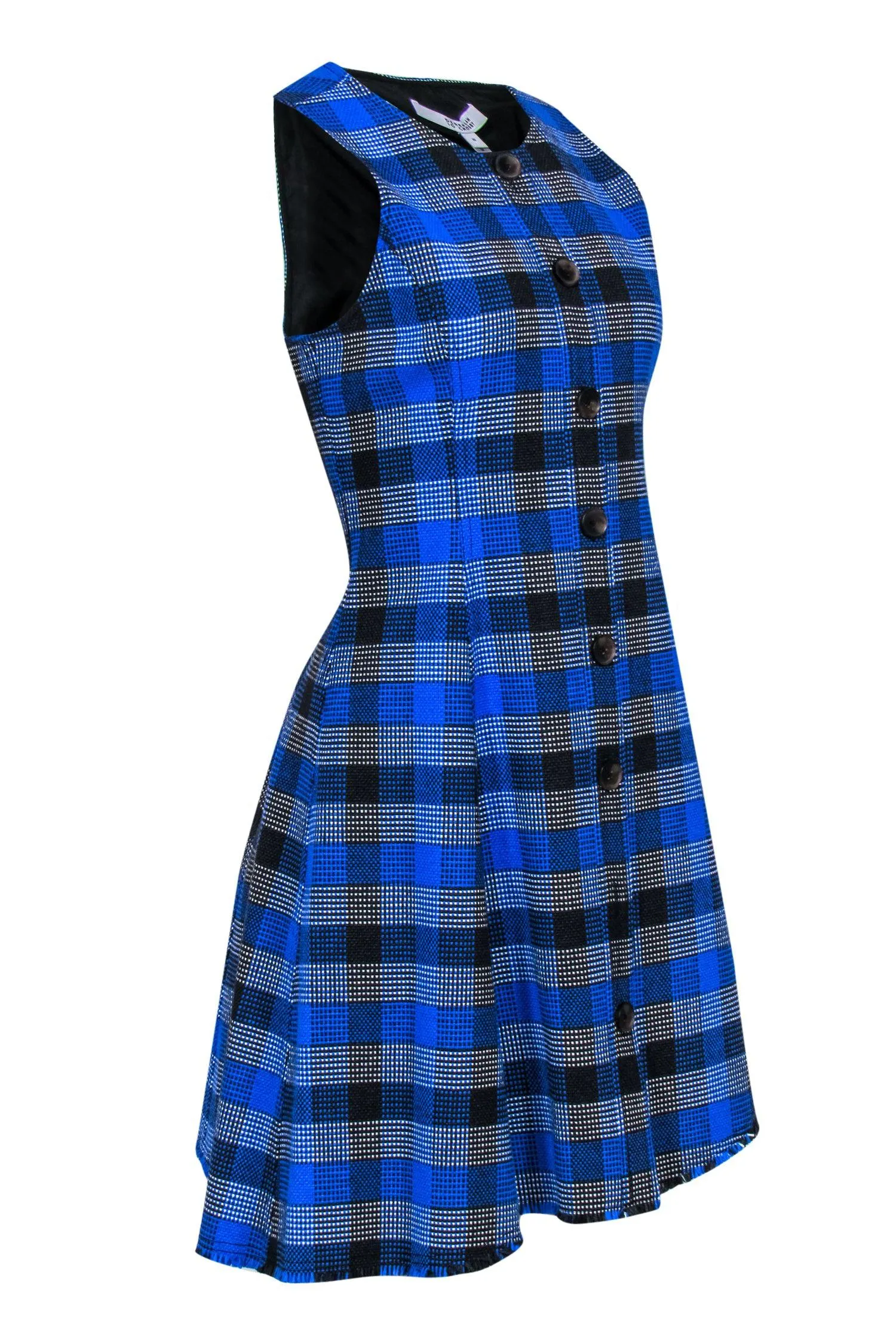 Derek Lam 10 Crosby - Blue Plaid Woven Button-Front A-Line Dress Sz 10