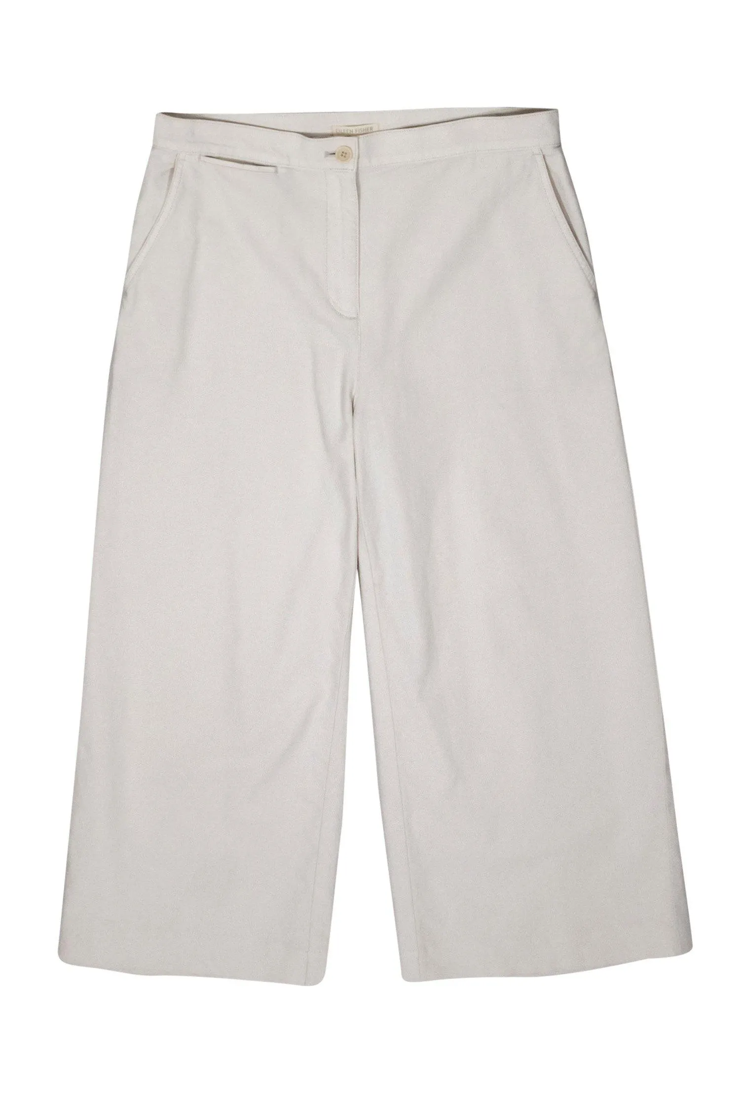 Eileen Fisher - Beige Wide Leg Cropped Pants Sz 10