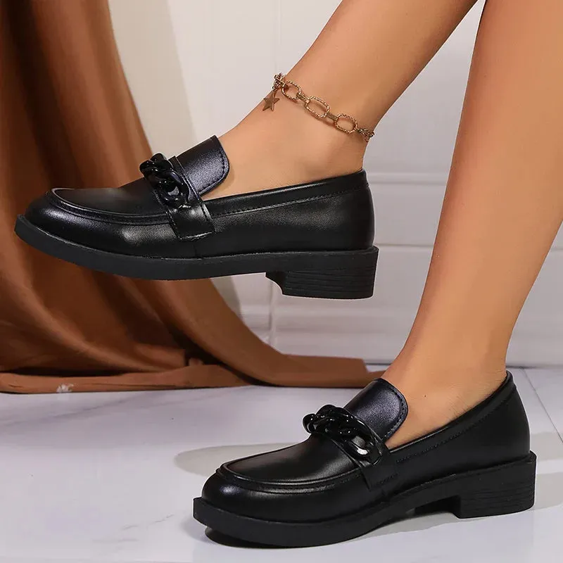 Elegant Chain Decor Loafers for Women