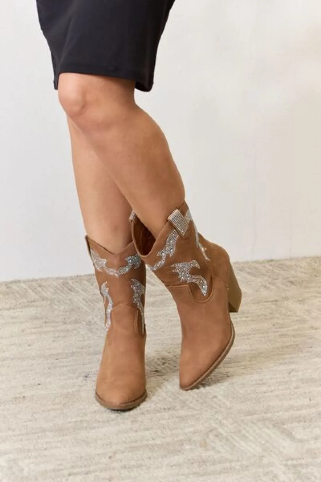 Everyday Sparkle Rhinestone Trimmed Cowboy Boots