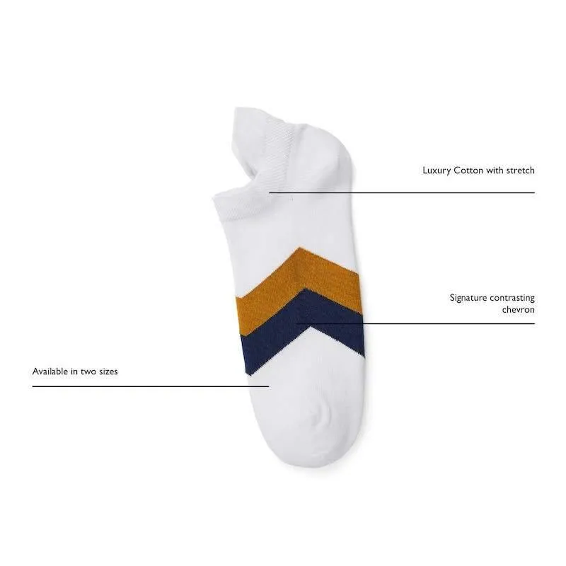 Fairfax & Favor Signature Ladies Trainer Socks (3 Pairs) - White/Navy