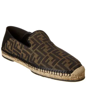 FENDI FF Leather-Trim Espadrille