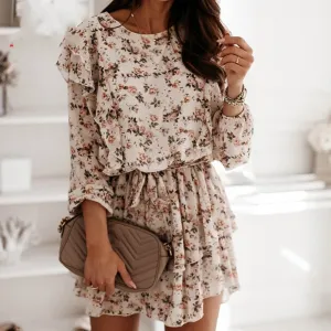 Floral Print Dress For Women Casual Long Sleeve Dress Party, lioness-love