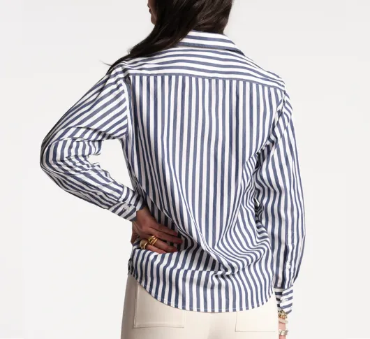 Frances Valentine - Perfect Button Down Stripe Shirt in Navy/White