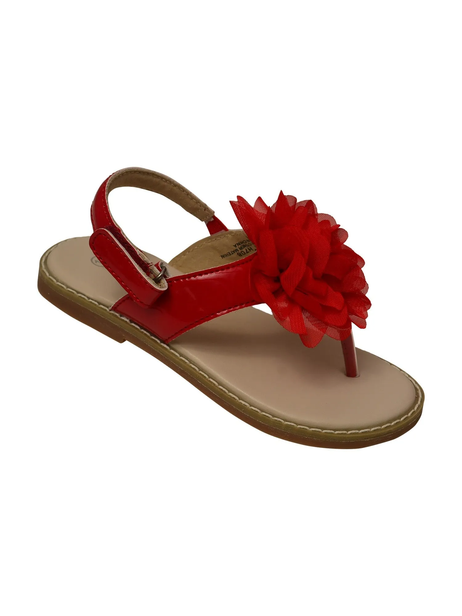 Girls Red Organza Flower Back Strap Thong Sandals 5Toddler-3 Kids