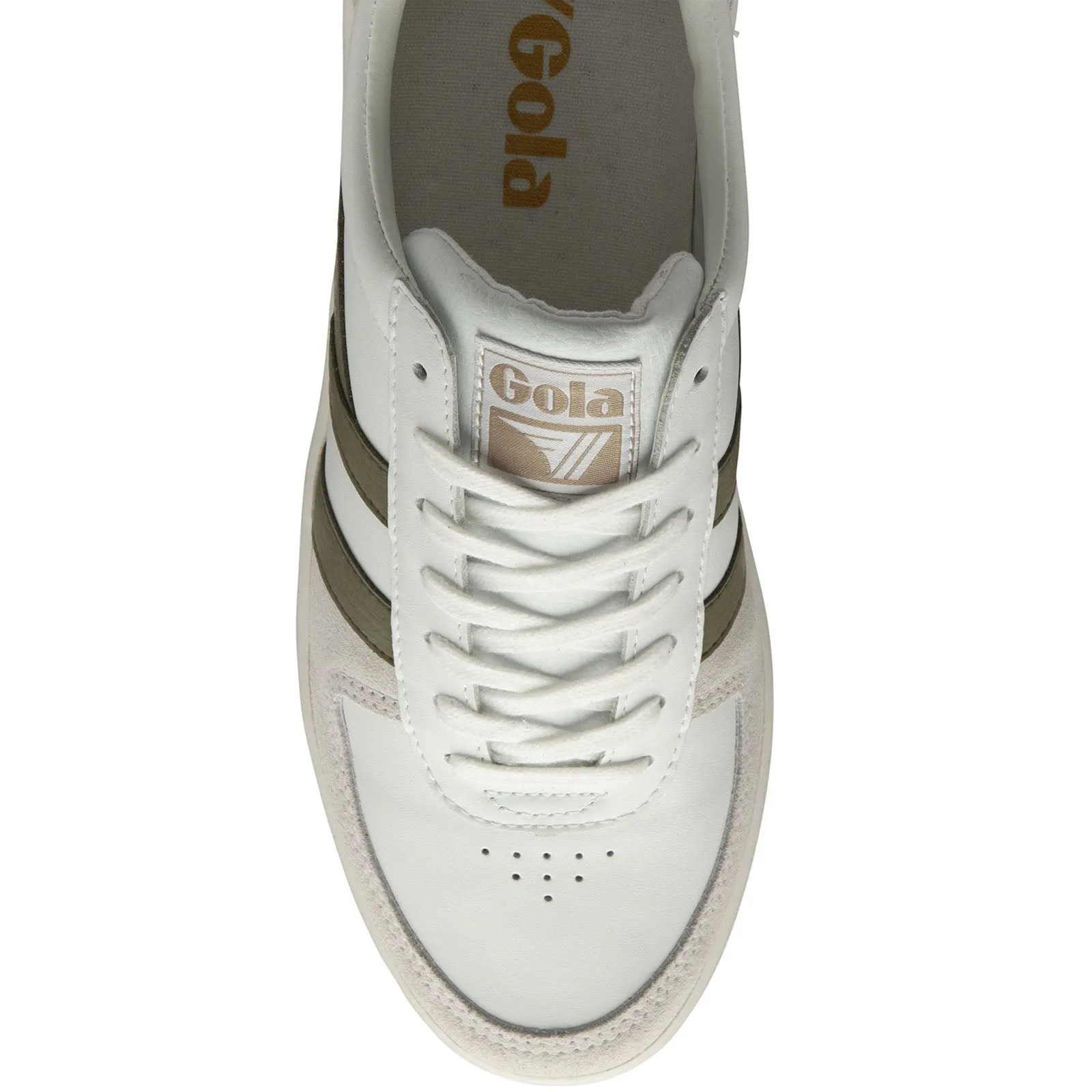 Gola Mens Grandslam Classic Retro Trainers - White/Khaki