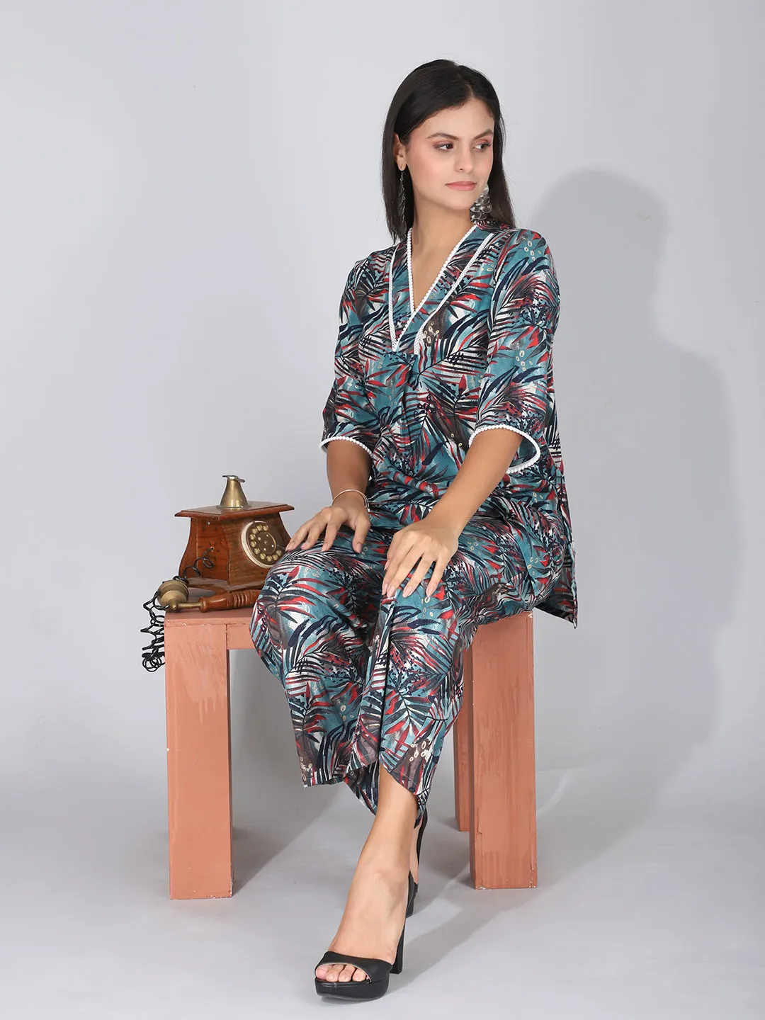 Graceful Green Leafy Loungewear Co-Ord Set