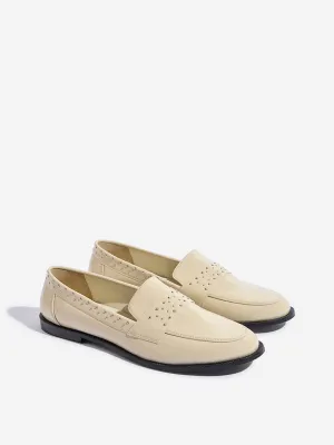 LUNA BLU Ivory Stud-Detailed Loafers