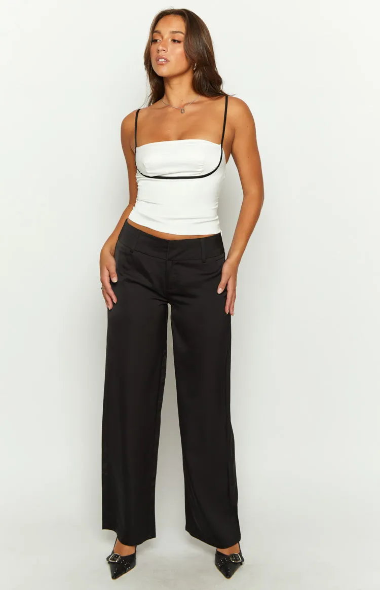 Maeve Black Satin Pants