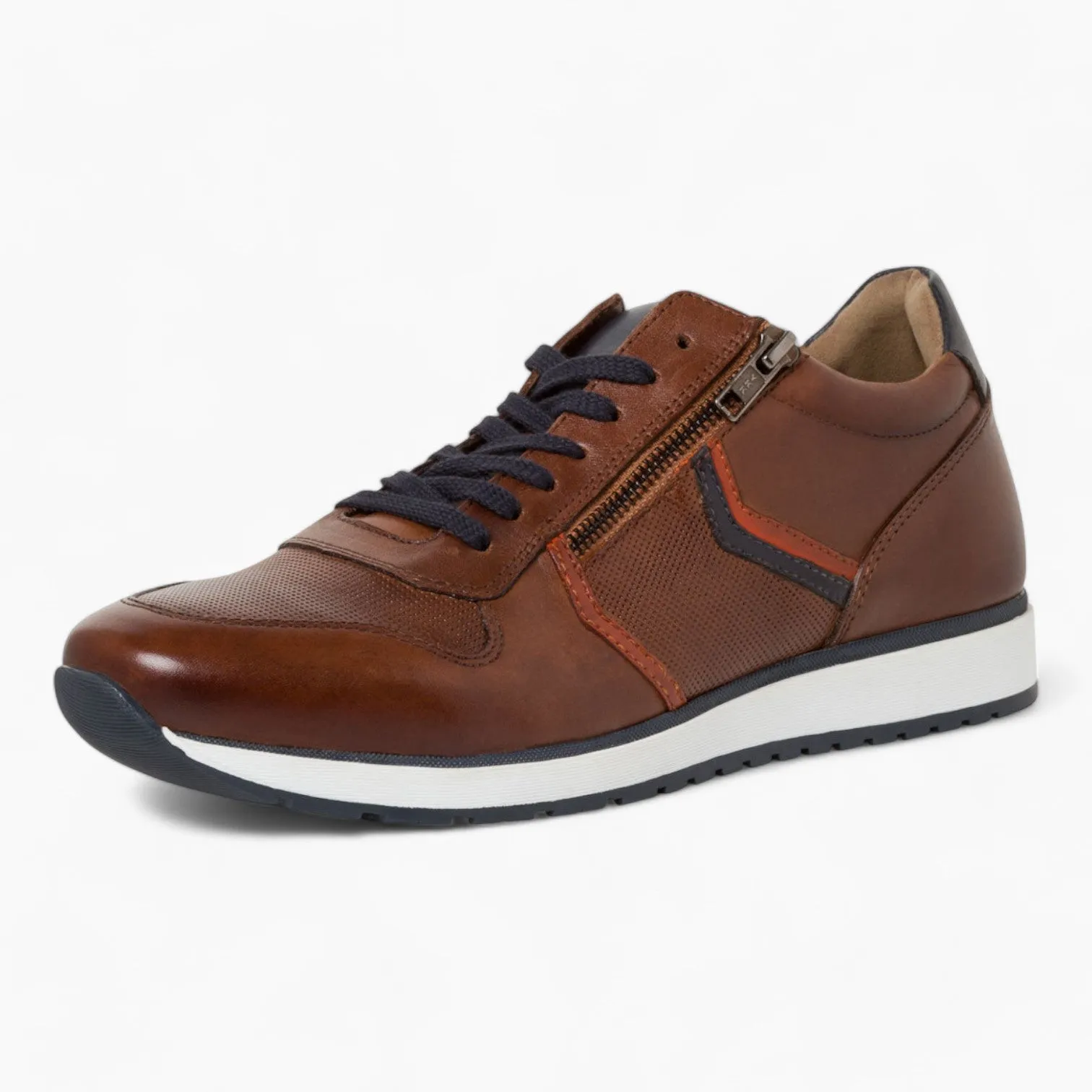 Marco Tozzi Tan Leather Runner Shoes with Zipper