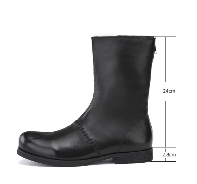 MARTIN ROZZIRA BRITISH DESIGN HIGH TOP LEATHER BOOTS IN BLACK