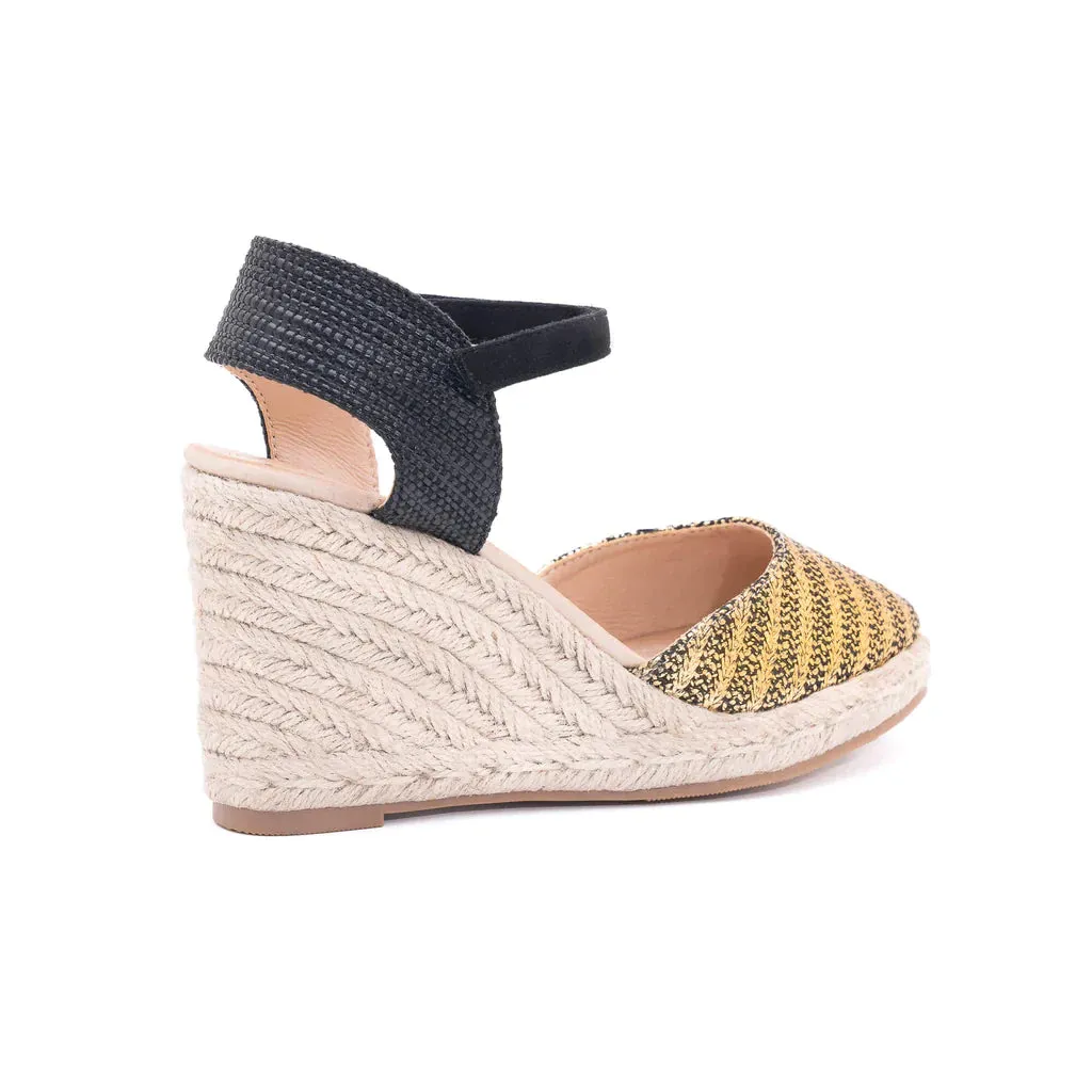 Mary Black Gold Espadrilles