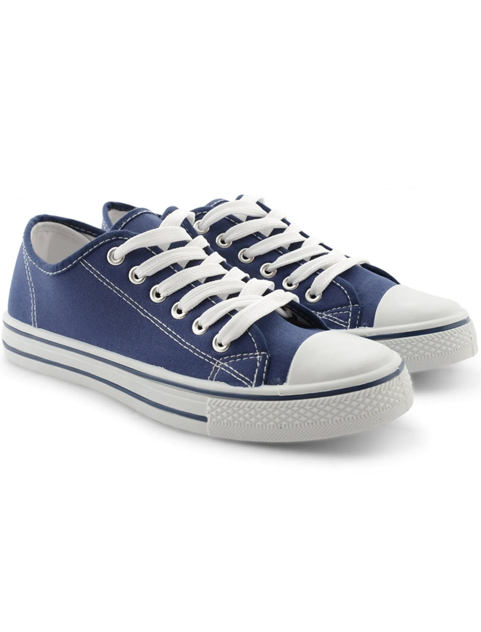 Men’s Baltimore Low Top Lace Up Canvas Trainers In Navy