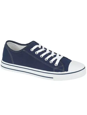 Men’s Baltimore Low Top Lace Up Canvas Trainers In Navy