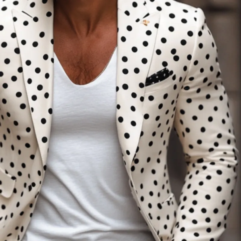 Men's Men's Stylish Slim Fit Polka Dot Peak Collar Blazer 43075261Y