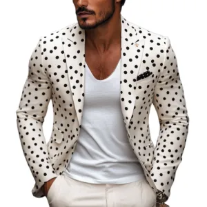 Men's Men's Stylish Slim Fit Polka Dot Peak Collar Blazer 43075261Y