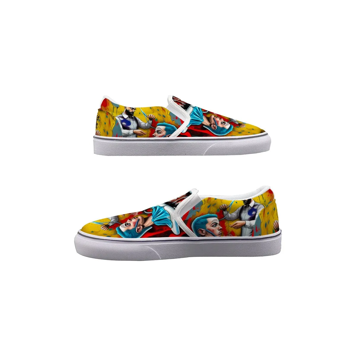 Men's Slip On Sneakers barber theme, print 18