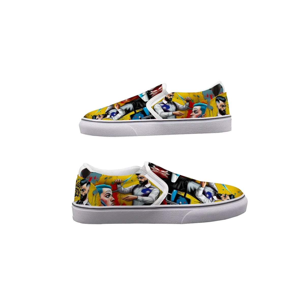 Men's Slip On Sneakers barber theme, print 18